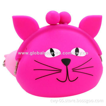 Cat shaped silicone coin purse, non-toxic and odorless